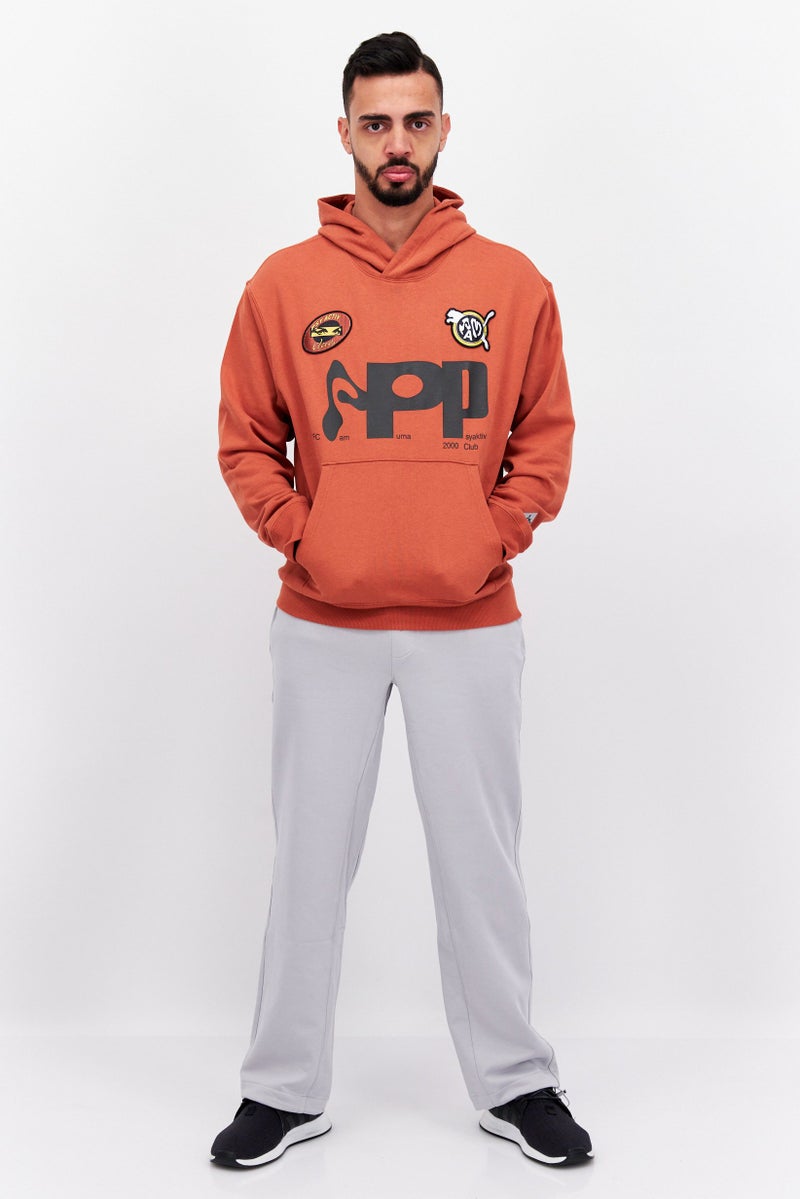 Men Sportswear Fit Long Sleeve Outdoor Sweatshirt, Rust Brown