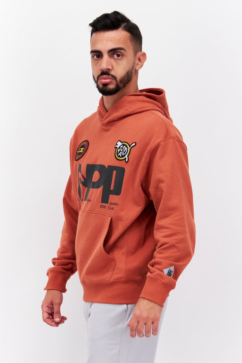Men Sportswear Fit Long Sleeve Outdoor Sweatshirt, Rust Brown