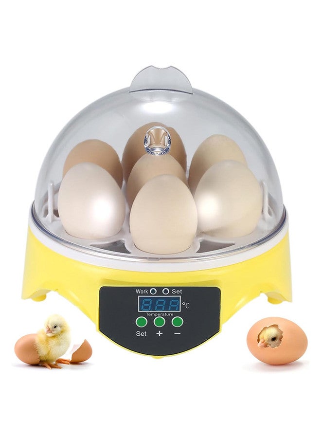 Mini Fully Automatic Egg Incubator with LED Flashlight Torch, 7 Eggs Intelligent Home Temperature Control Incubator for Chicken Duck Goose Quail Birds Fertile Eggs