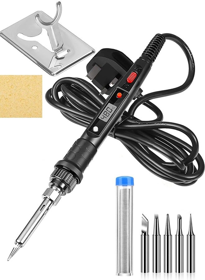 Soldering Iron Kit , 80W Adjustable Temperature, Fast Heating Ceramic Thermostatic Welding Iron with LCD Display for Welding Circuit Board, Appliance Repair