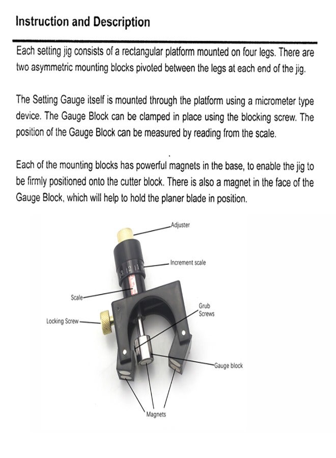 2 PCS Adjustable Magnetic Planer Jointer Knife blade Vernier Setter Jig Gauge