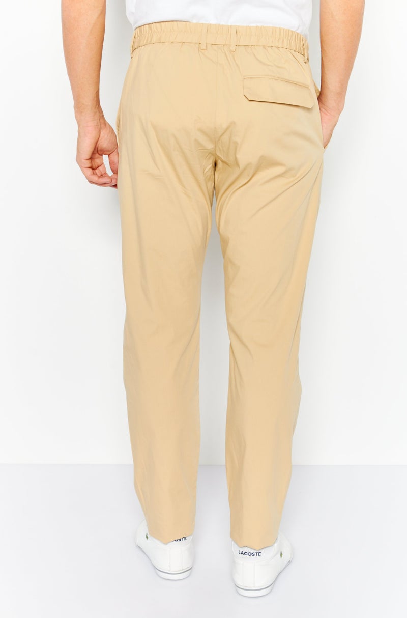 Men Slim Fit Stretchable Solid Chino Pants, Beige