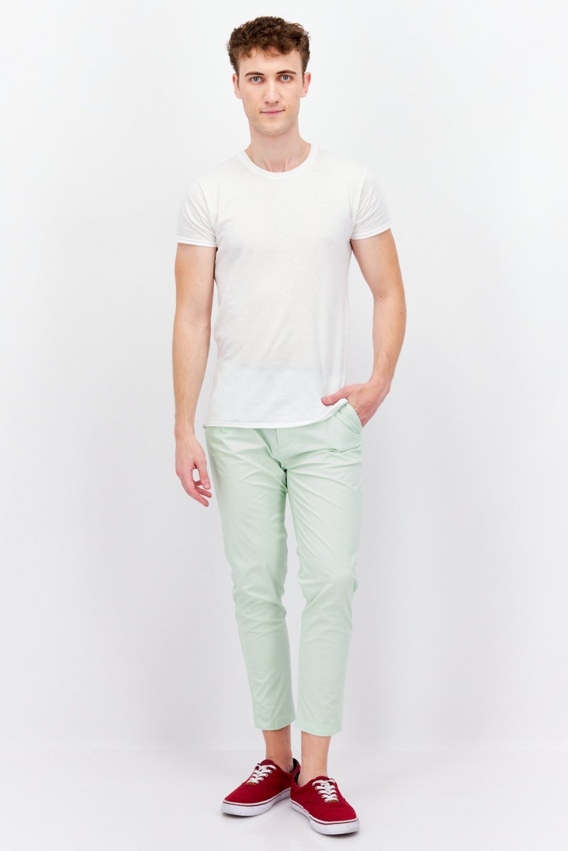 Men Regular Fit Plain Chino Pants, Lime Green