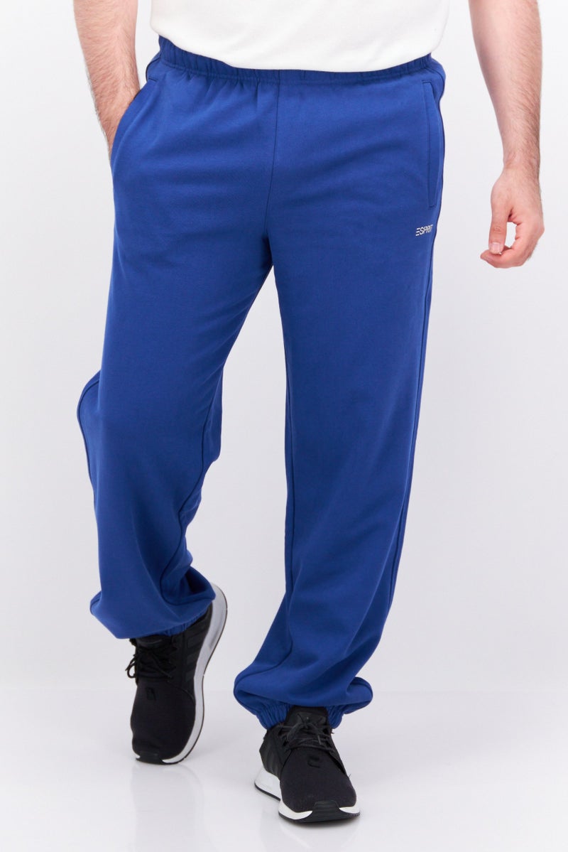 Men Regular Fit Brand Logo Sweatpants, Blue