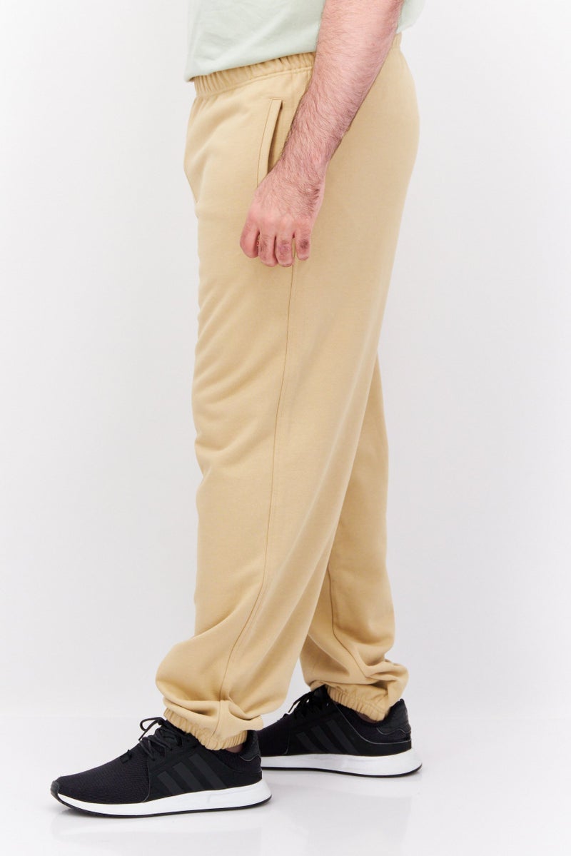 Men Regular Fit Brand Logo Sweatpants, Tan