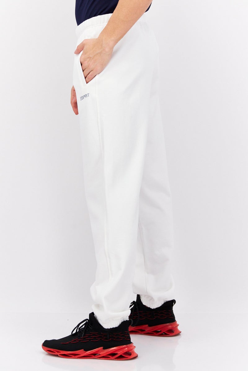 Men Regular Fit Brand Logo Sweatpants, White