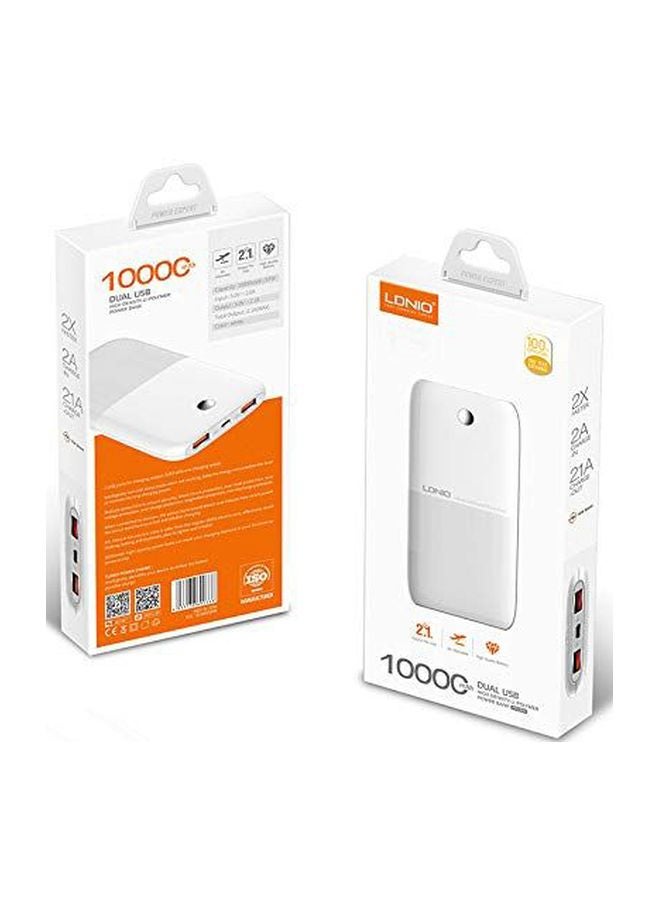 10000.0 mAh Ultra-Thin Power Supply Bank White