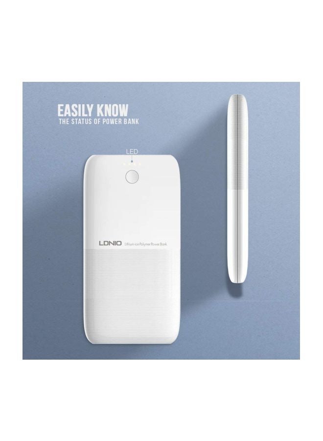 10000.0 mAh Ultra-Thin Power Supply Bank White