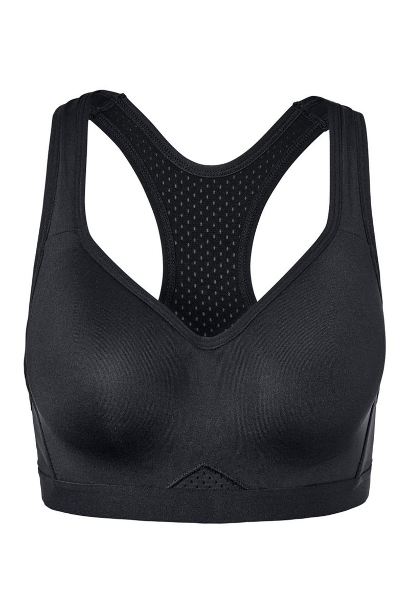 Women Padded Plain Sport Bra, Black