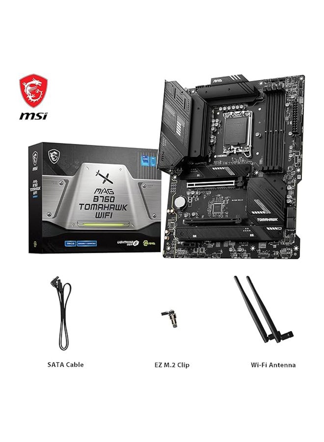 MAG B760 TOMAHAWK WIFI DDR4 LGA1700 ATX Motherboard, Intel B760 Chipset, 4x DDR4, 128GB Max Memory Capacity, Wi-Fi 6E, 2.5Gbps LAN, 2x PCI-E x16, 3x M.2 1x HDMI 1x DP, USB 2.0/3.2 Black