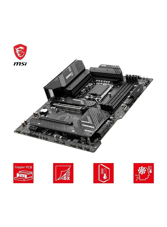 MAG B760 TOMAHAWK WIFI DDR4 LGA1700 ATX Motherboard, Intel B760 Chipset, 4x DDR4, 128GB Max Memory Capacity, Wi-Fi 6E, 2.5Gbps LAN, 2x PCI-E x16, 3x M.2 1x HDMI 1x DP, USB 2.0/3.2 Black