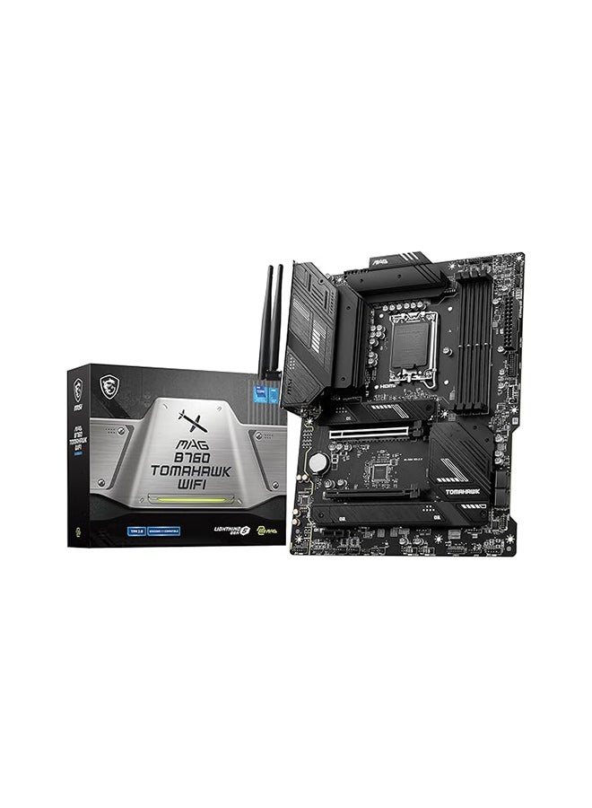 MAG B760 TOMAHAWK WIFI DDR4 LGA1700 ATX Motherboard, Intel B760 Chipset, 4x DDR4, 128GB Max Memory Capacity, Wi-Fi 6E, 2.5Gbps LAN, 2x PCI-E x16, 3x M.2 1x HDMI 1x DP, USB 2.0/3.2 Black