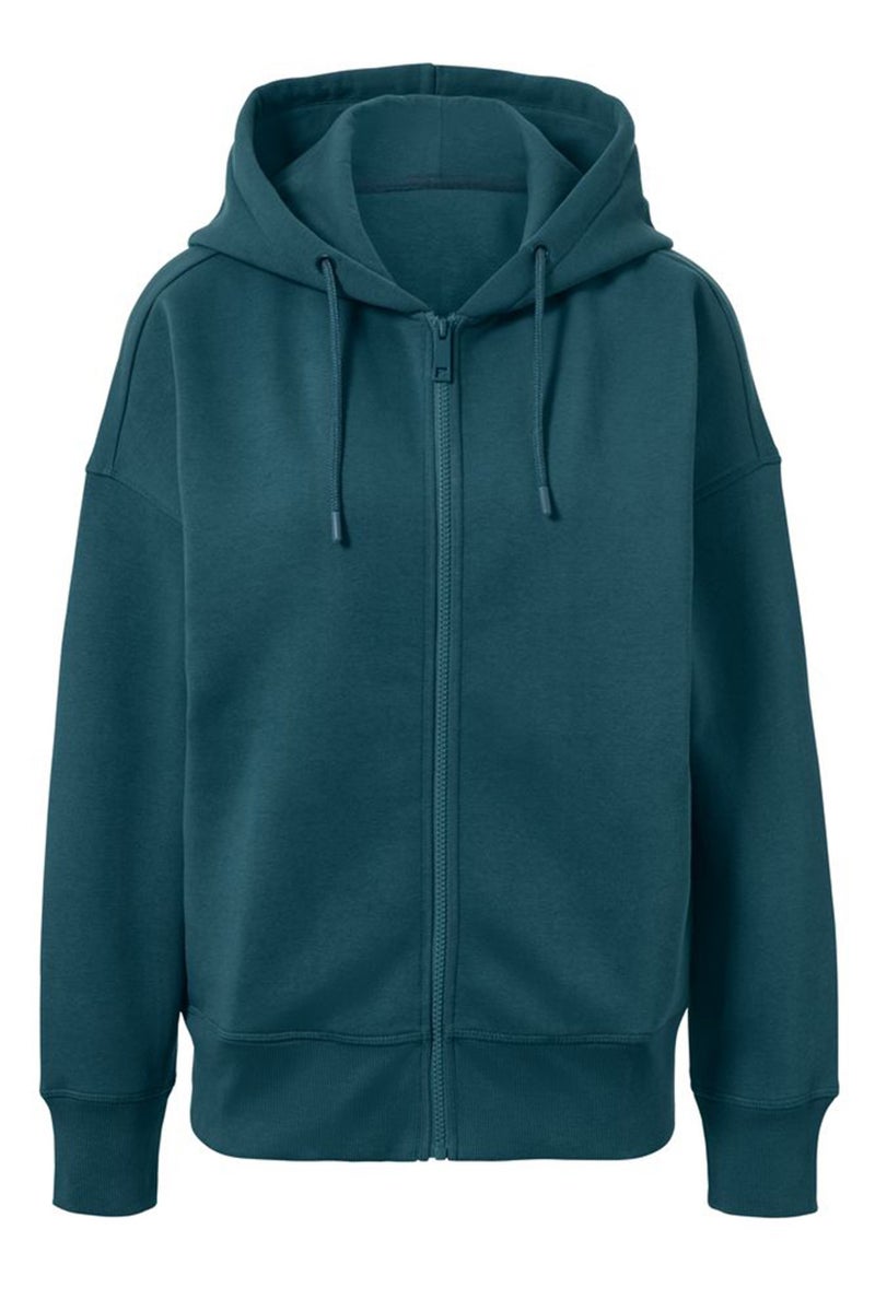 Women Sportswear Fit Full Zip Long Sleeve Training Sweatshirts, Teal Green