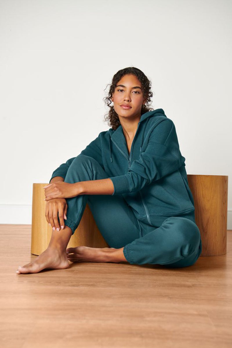 Women Sportswear Fit Full Zip Long Sleeve Training Sweatshirts, Teal Green