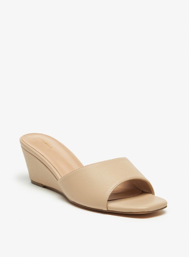 Solid Slip On Sandals with Wedge Heels