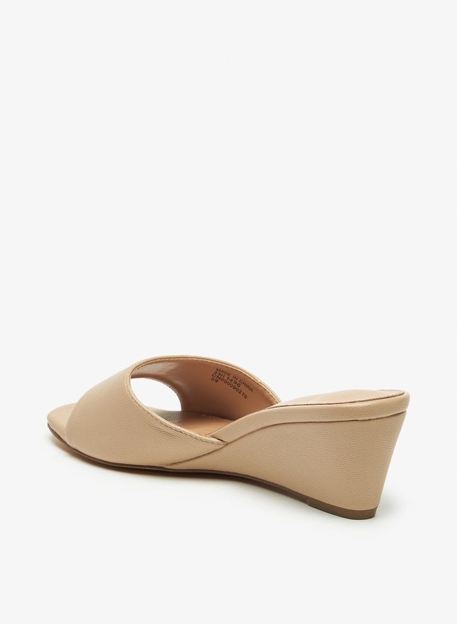 Solid Slip On Sandals with Wedge Heels