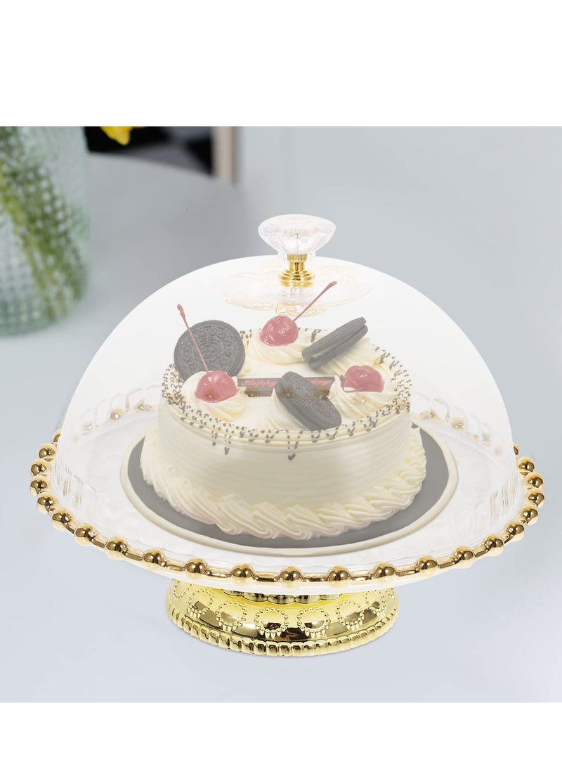 Cake Tray with Glass Dome, Round Clear Cloche Dome Cake Plate, Cupcake Stand Pastry Display Dish Cake Pan Cover for Cake Dessert White