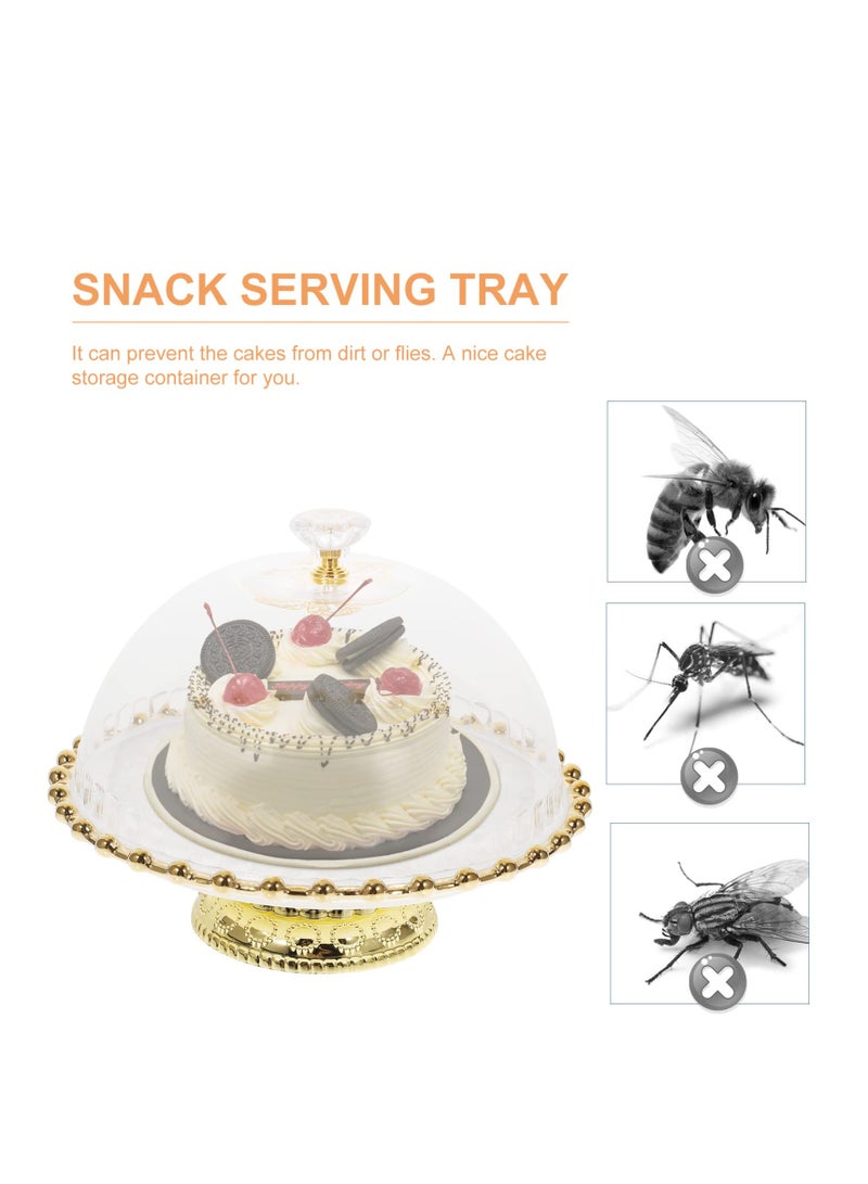 Cake Tray with Glass Dome, Round Clear Cloche Dome Cake Plate, Cupcake Stand Pastry Display Dish Cake Pan Cover for Cake Dessert White