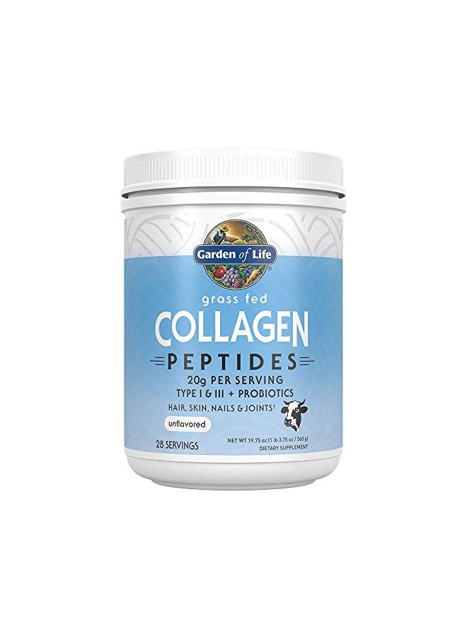 Garden of Life Grass Fed Hydrolyzed Collagen Protein Supplements Peptides Powder for Women Men Hair Skin Nails Joints, Post Workout, Paleo & Keto, 28 Servings, White, Unflavored, 19.75 Oz