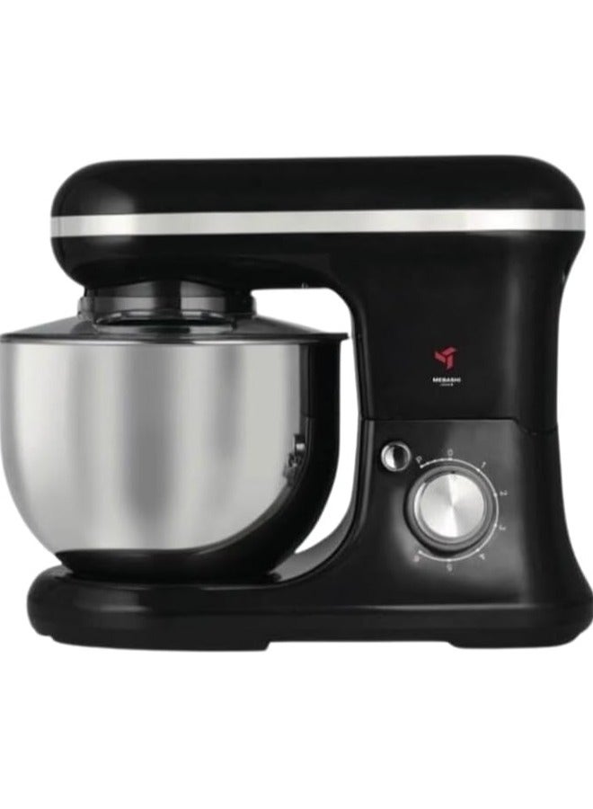 MEBASHI 5L Stand Bowl Mixer with Stainless Steel Bowl, Whisk, Beater, Dough Hook, 6 Speed Settings, Black (ME-SBM1105)(1200W)