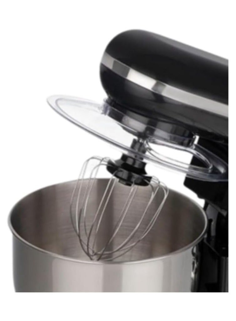 MEBASHI 5L Stand Bowl Mixer with Stainless Steel Bowl, Whisk, Beater, Dough Hook, 6 Speed Settings, Black (ME-SBM1105)(1200W)