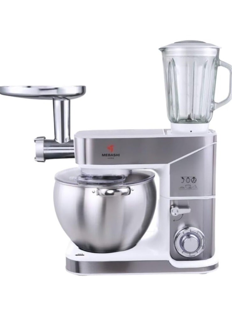 MEBASHI 3-in-1 Stand Bowl Mixer, 10 L Capacity, Meat Grinder, Blender, Full Copper Motor 2000 W, (ME-SBM1110) (White)