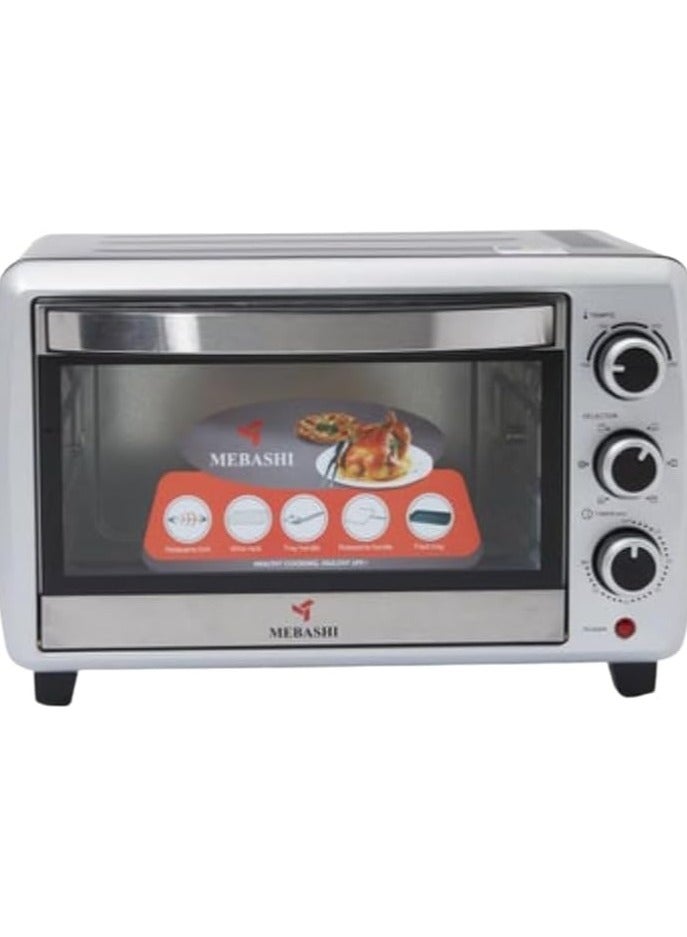 MEBASHI 24L Electric Oven Toaster, White Steel, Adjustable Temperature,(1500W) 60 Minute Timer (ME-EOV2401KR)