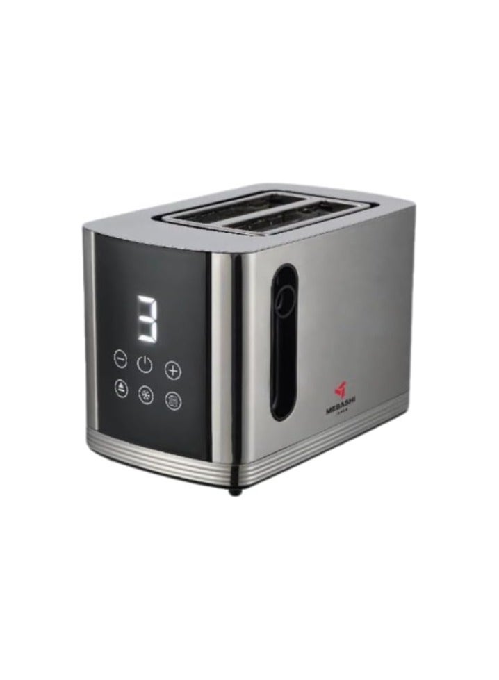 MEBASHI Daily Collection Toaster – 800W Brushed Stainless Steel 2-Slice Toaster with Electronic Browning Control and White Display (ME-TST104)