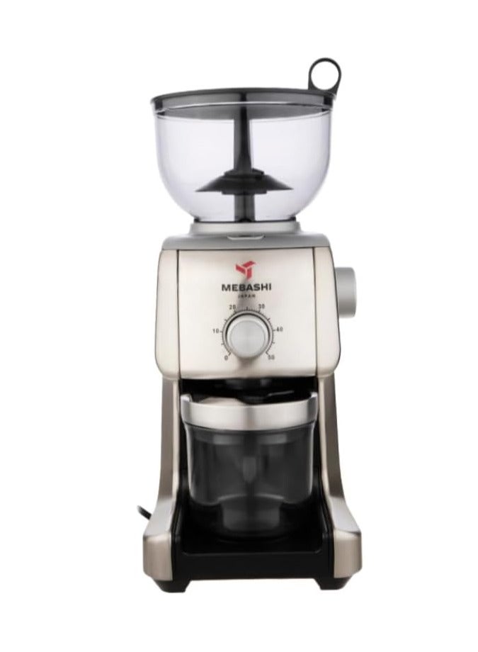 MEBASHI Stainless Steel Conical Burr Coffee Grinder | 16-Step Adjustable Grinding, 400g Capacity, Airtight Containers, and Direct Portafilter Grinding (ME-CG2290)(130W)