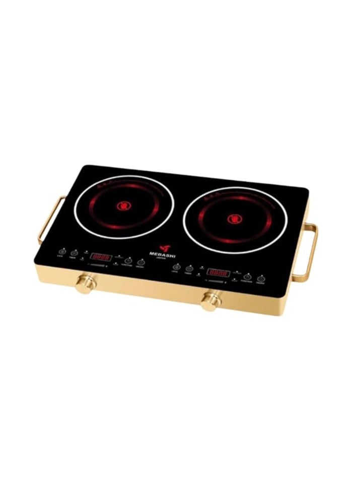 MEBASHI Infrared Cooker, Two Burner, 8 Power Settings,(2800W) Gold (ME-IC125)