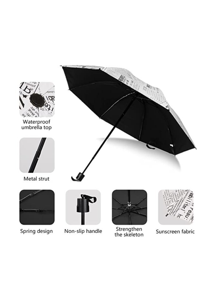 Small Umbrella Compact for Rain Windproof Portable Black Umbrellas for Rain Folding Umbrella for Car Small Umbrella for Backpack Protection Sun Folding UV Umbrella Windproof Compact