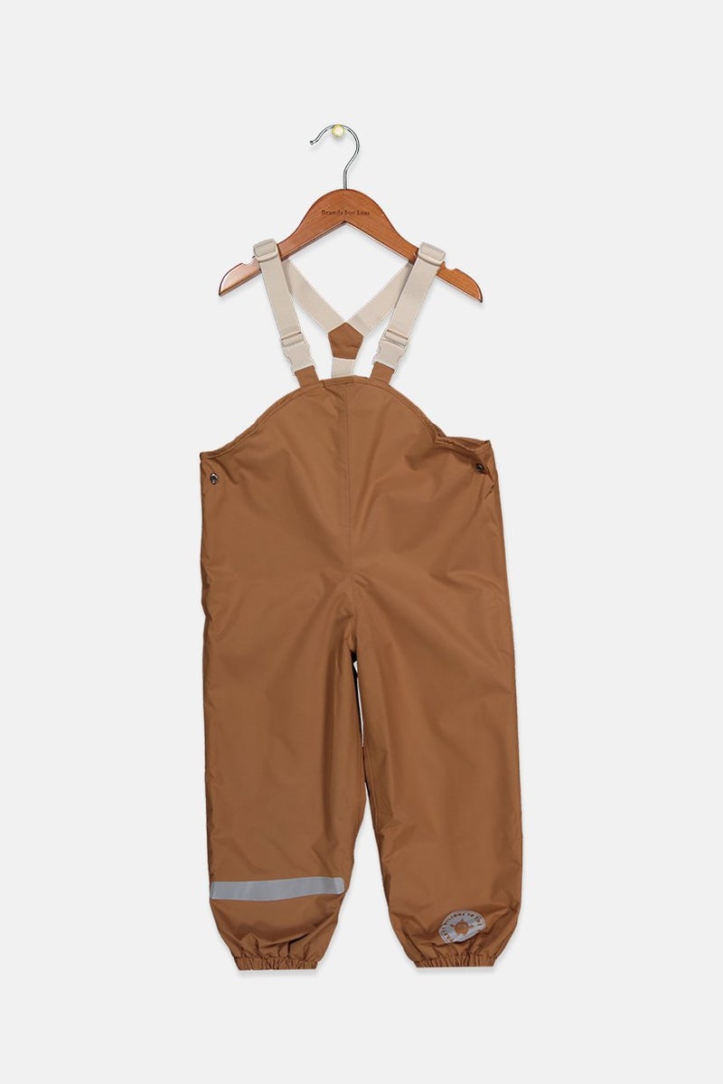 Toddlers Girl Pull On Plain With Suspender Rain Pants, Brown