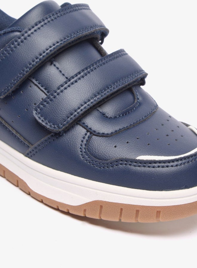 Boys Panelled Sneakers with Hook and Loop Closure