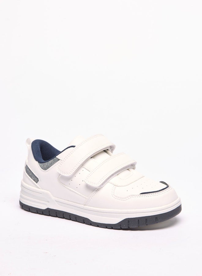 Boys Panelled Sneakers with Hook and Loop Closure