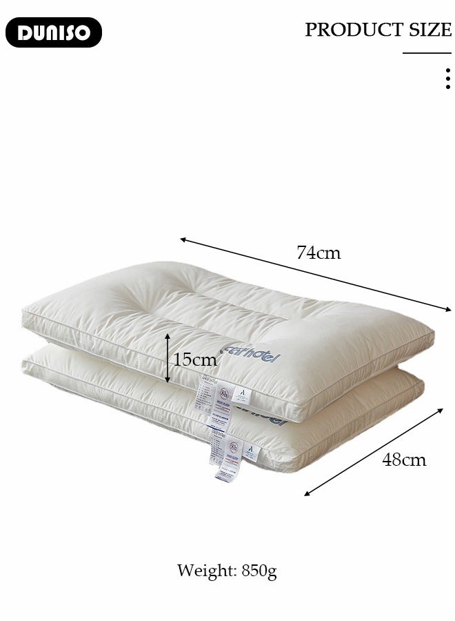 2PCS Sleeping Pillow Washable Soybean Fiber Neck Support Pillow Bed Pillows with Polyester Fiber Cover, Ergonomic Pillow for Neck Head and Shoulder Pain Relief,Soft and Breathable