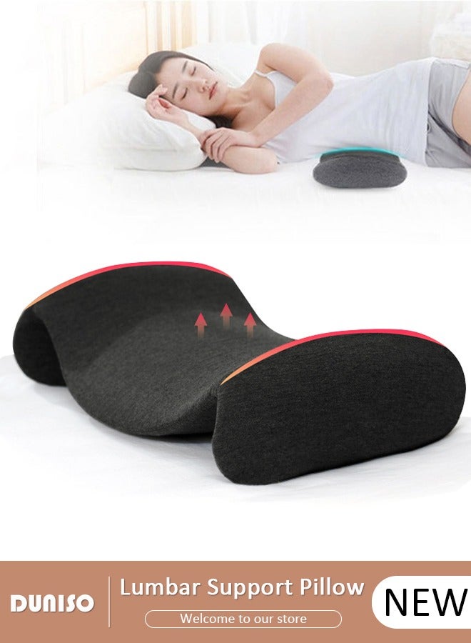 Lumbar Sleeping Pillow Lumbar Support Pillow for Sleeping Memory Foam Back Waist Cushion for Low Back Pain Relief, Back Support Pillow Sleeping, Bed and Chair