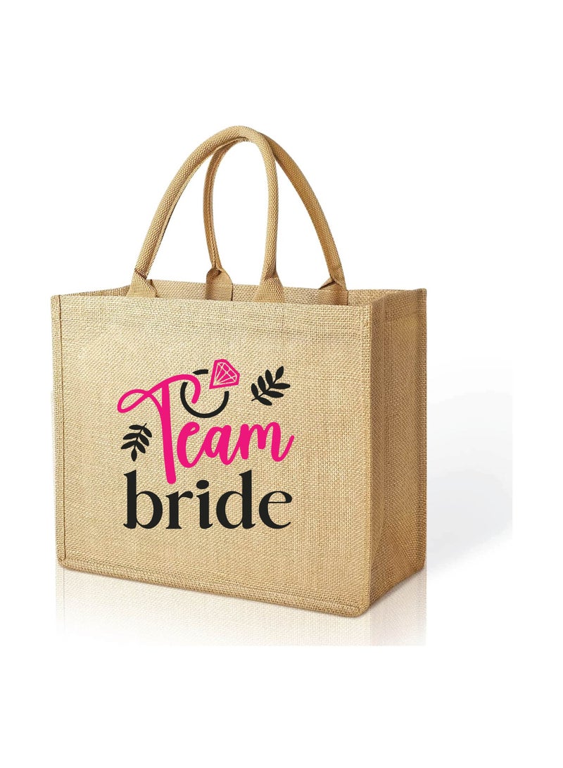 Team Bride Jute Totes - Eco-Friendly Gifts for Every Team Member - Bridesmaids Besties - Weddings and Bridal Showers Jute Bag