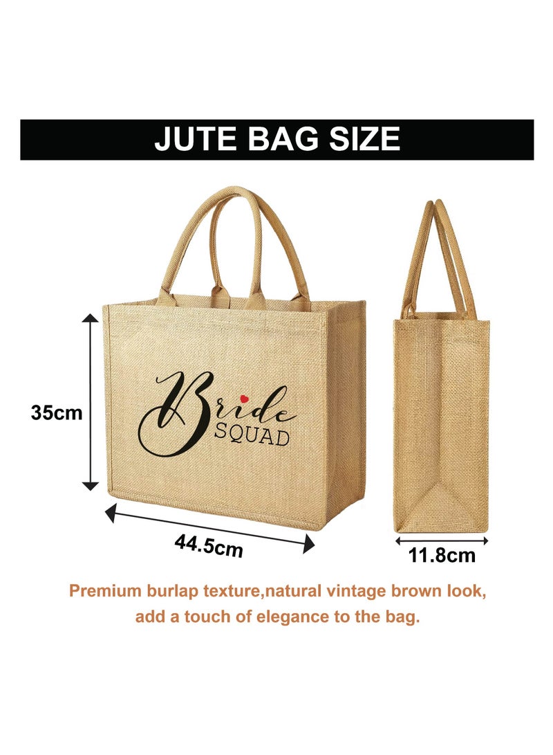 Bride Squad Jute Totes for the Perfect Party Favor - Bridesmaids - Besties - Bags for the Perfect Wedding Squad - Gift Set for Bride Squad