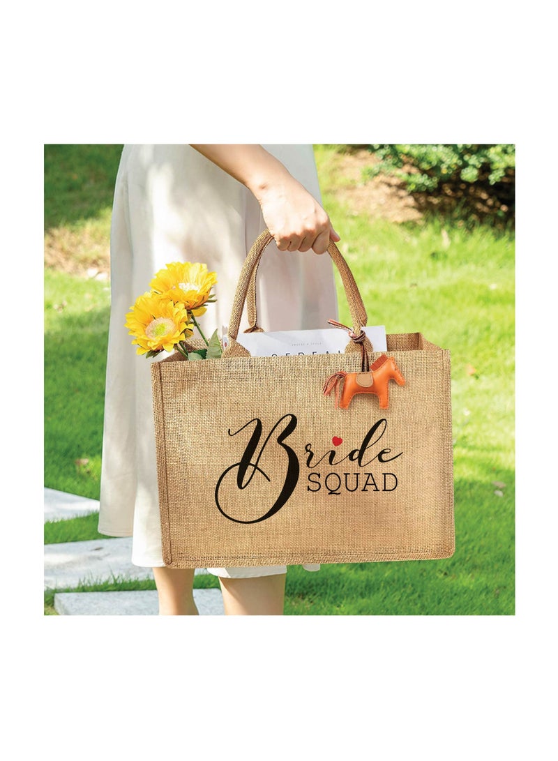 Bride Squad Jute Totes for the Perfect Party Favor - Bridesmaids - Besties - Bags for the Perfect Wedding Squad - Gift Set for Bride Squad