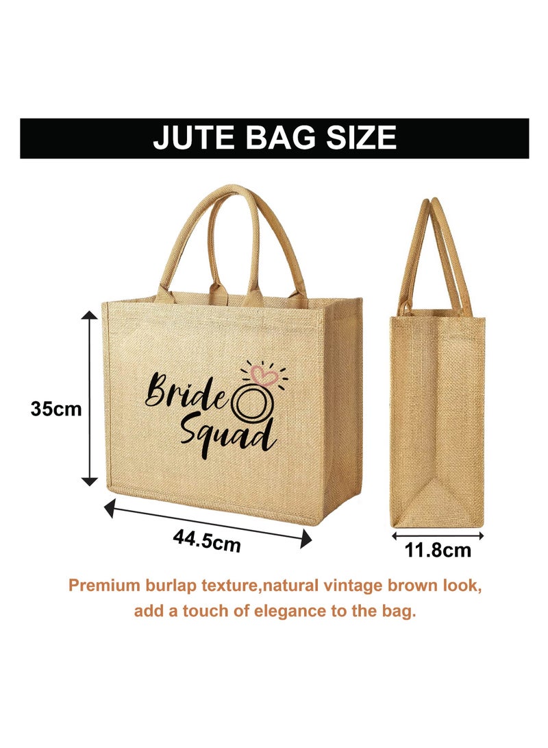 Bride Squad Jute Totes for the Perfect Party Favor - Bridesmaids - Besties - Bags for the Perfect Wedding Squad - Gift Set for Bride Squad