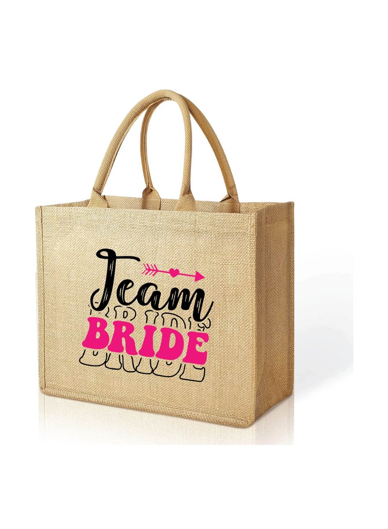 Team Bride Jute Totes - Eco-Friendly Gifts for Every Team Member - Bridesmaids Besties - Weddings and Bridal Showers Jute Bag