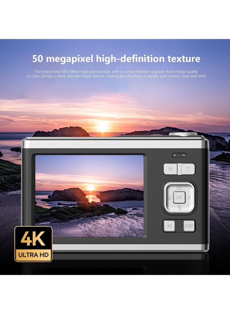 New 4K HD Optical Dual-Lens Digital Camera with 50MP, Dual Screen, Selfie Beauty Mode, and Recorder