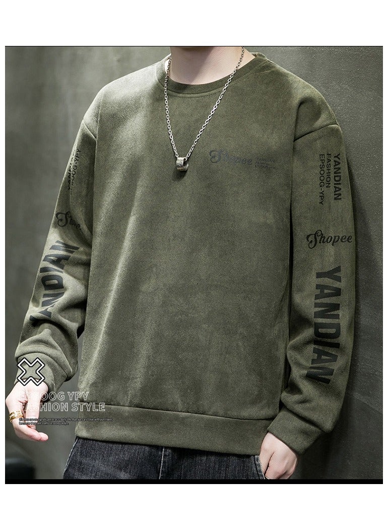 Large Size Fashionable Men's Letter Printed Loose Long Sleeved T-shirt