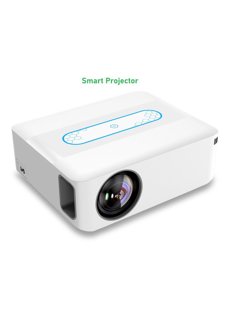 Smart Projector AI Intelligence Wireless Projector Portable Ultra HD 1080P Resolution 12000 Lumens Dual Band WiFi White