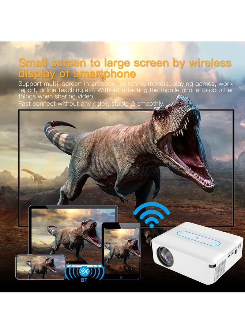 Smart Projector AI Intelligence Wireless Projector Portable Ultra HD 1080P Resolution 12000 Lumens Dual Band WiFi White