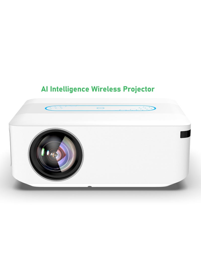 Smart Projector AI Intelligence Wireless Projector Portable Ultra HD 1080P Resolution 12000 Lumens Dual Band WiFi White