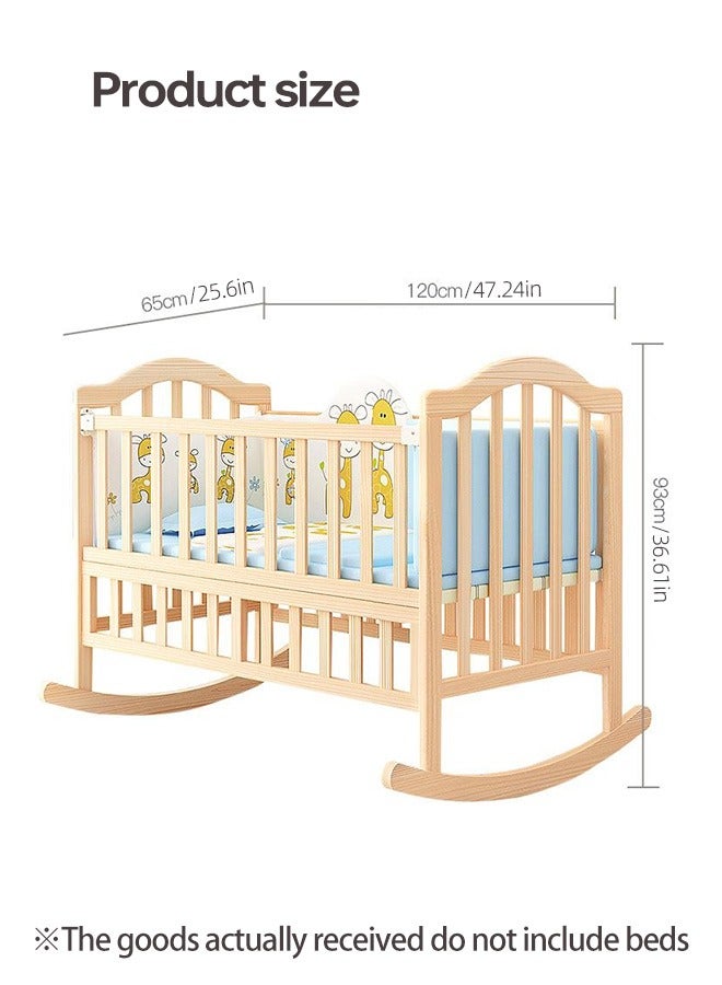 Multifunctional Baby Crib Infant Bassinet Portable Wooden Baby Cot with Wheels and Mosquito Net