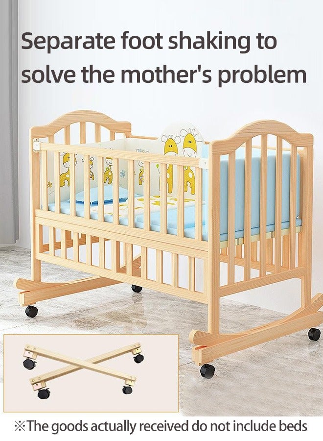 Multifunctional Baby Crib Infant Bassinet Portable Wooden Baby Cot with Wheels and Mosquito Net