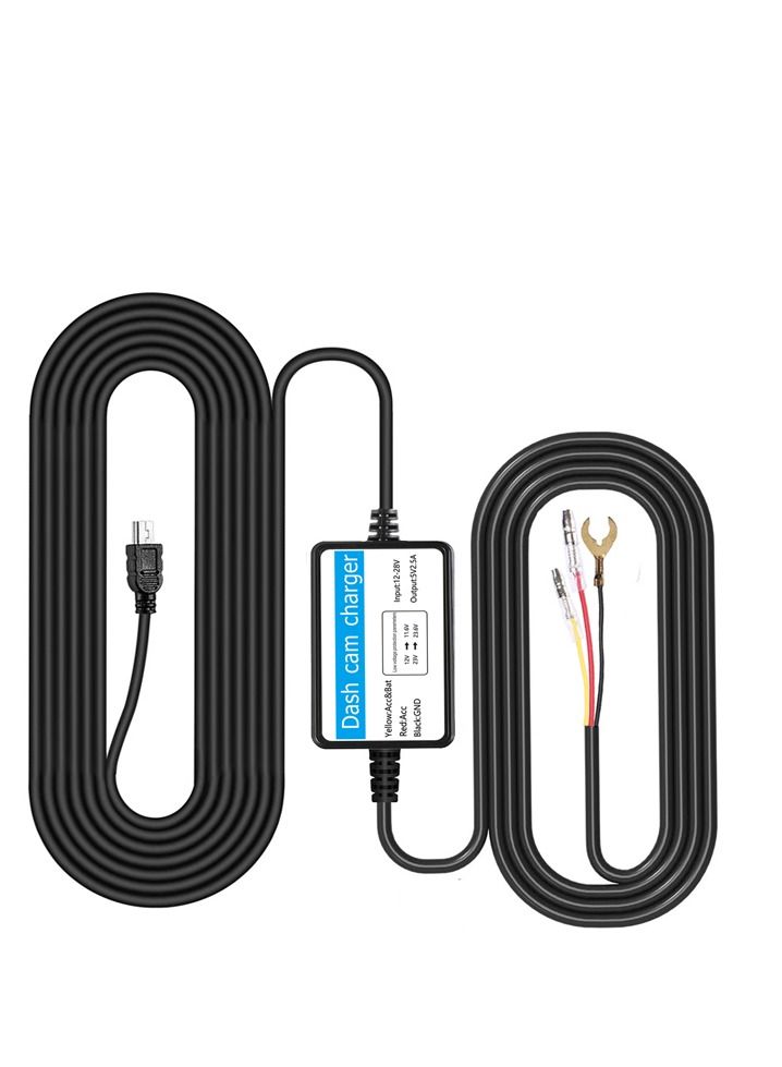 Dash Cam Hardwire Kit Mini USB Hard Wire Kit Fuse for Dashcam and 8 Fuse Tap Cable and Installation Tool 11.5ft 12V-30V to 5V/2A Mini-USB Port Charger Power Cord