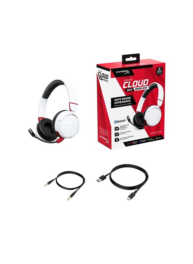 Cloud Mini - Wireless Gaming Headset, Volume level below 85dB, Immersive audio, Durable tuck-away boom mic, Lightweight comfort, Works With PC, Nintendo Switch, PlayStation, Steam Deck, Xbox, mobile, Chromebook, White | 7G8F2AA